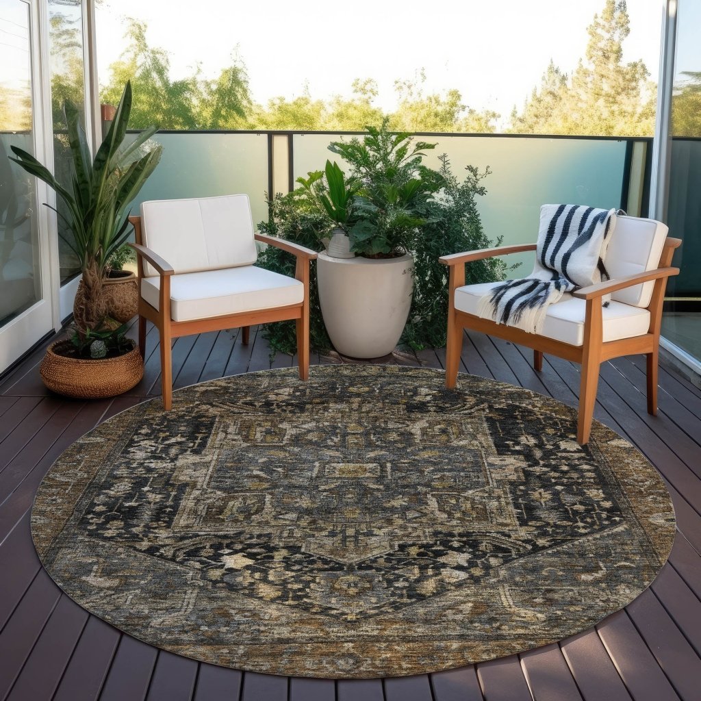 LOOMLAN Rugs Clarina Brown Washable Indoor-Outdoor Rug