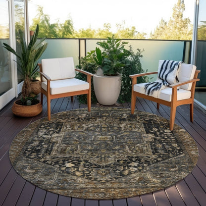 LOOMLAN Rugs Clarina Brown Washable Indoor-Outdoor Rug