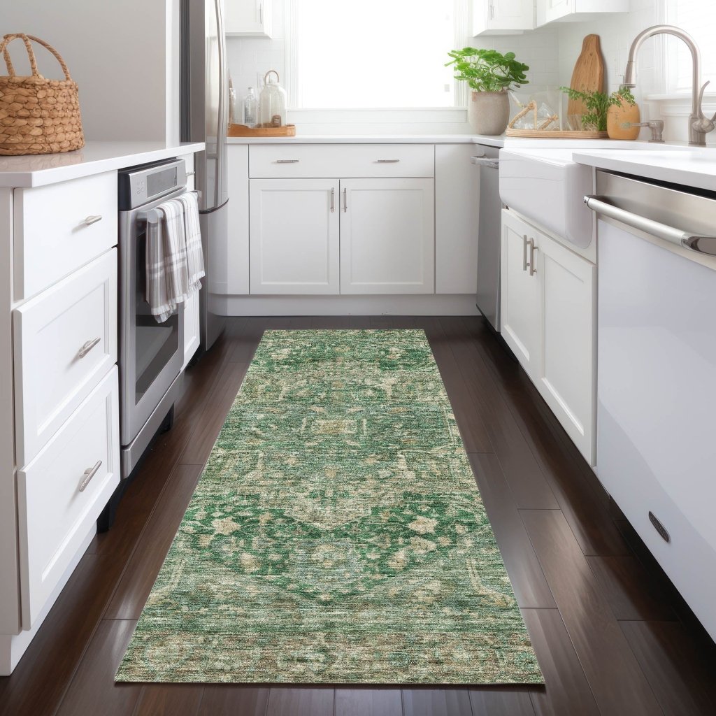 LOOMLAN Rugs Clarina Emerald Washable Indoor-Outdoor Rug