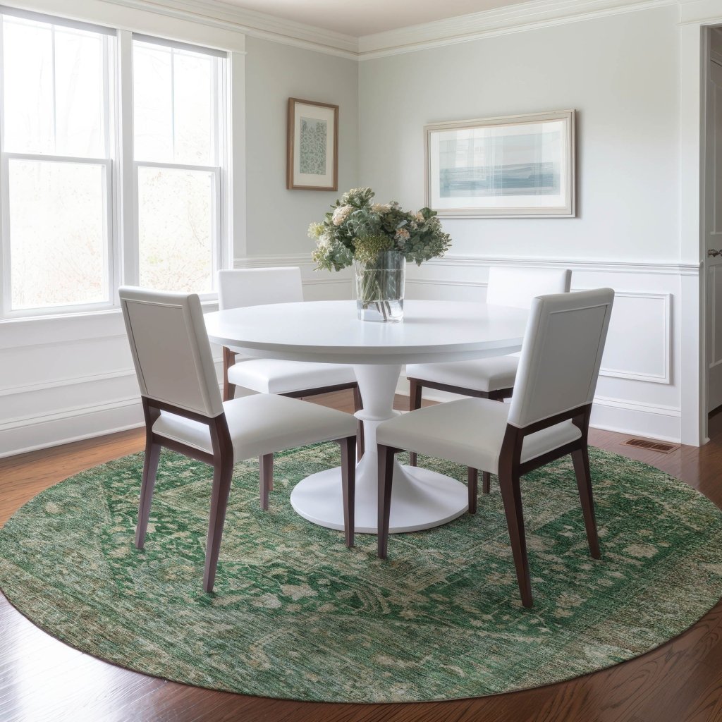LOOMLAN Rugs Clarina Emerald Washable Indoor-Outdoor Rug