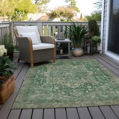 LOOMLAN Rugs Clarina Emerald Washable Indoor-Outdoor Rug