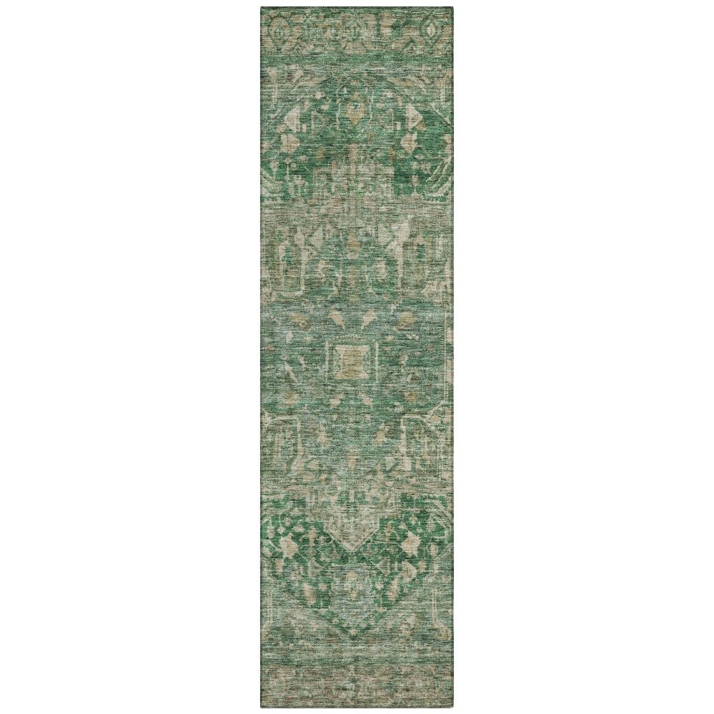 LOOMLAN Rugs Clarina Emerald Washable Indoor-Outdoor Rug