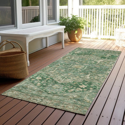 LOOMLAN Rugs Clarina Emerald Washable Indoor-Outdoor Rug