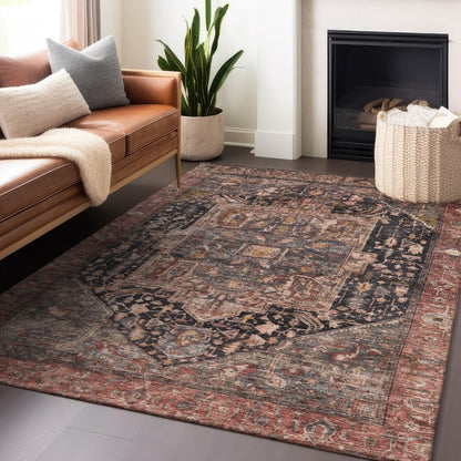 LOOMLAN Rugs Clarina Gray Washable Indoor-Outdoor Rug