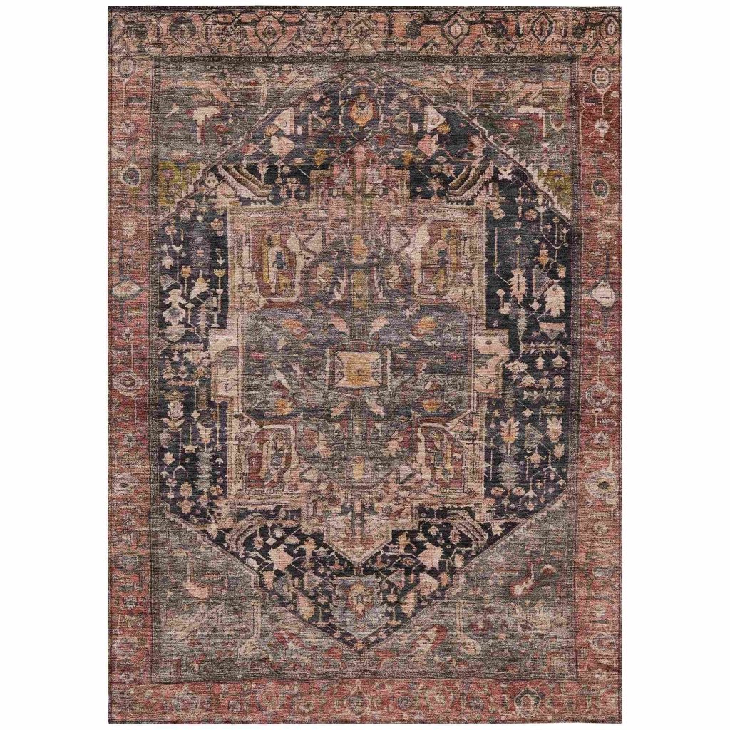 LOOMLAN Rugs Clarina Gray Washable Indoor-Outdoor Rug