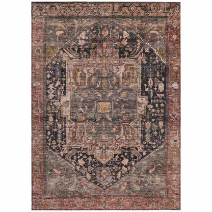 LOOMLAN Rugs Clarina Gray Washable Indoor-Outdoor Rug
