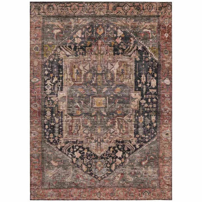 LOOMLAN Rugs Clarina Gray Washable Indoor-Outdoor Rug