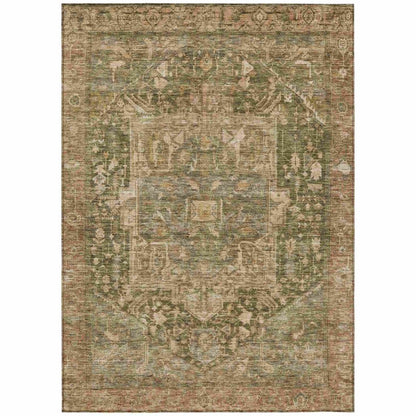 LOOMLAN Rugs Clarina Green Washable Indoor-Outdoor Rug