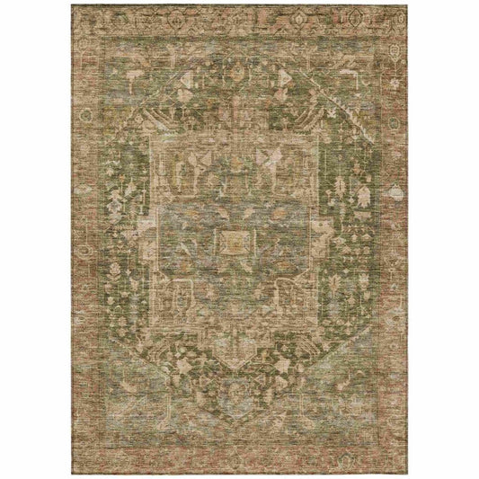 LOOMLAN Rugs Clarina Green Washable Indoor-Outdoor Rug