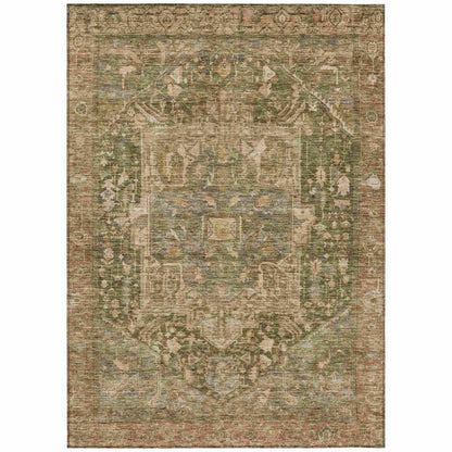 LOOMLAN Rugs Clarina Green Washable Indoor-Outdoor Rug