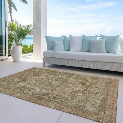 LOOMLAN Rugs Clarina Green Washable Indoor-Outdoor Rug