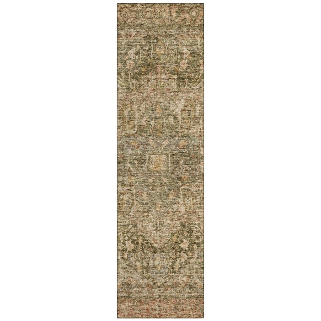 LOOMLAN Rugs Clarina Green Washable Indoor-Outdoor Rug