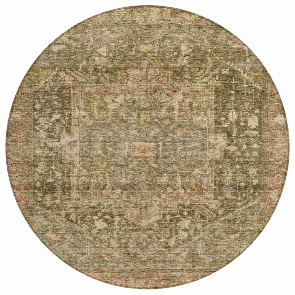 LOOMLAN Rugs Clarina Green Washable Indoor-Outdoor Rug