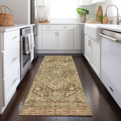 LOOMLAN Rugs Clarina Green Washable Indoor-Outdoor Rug