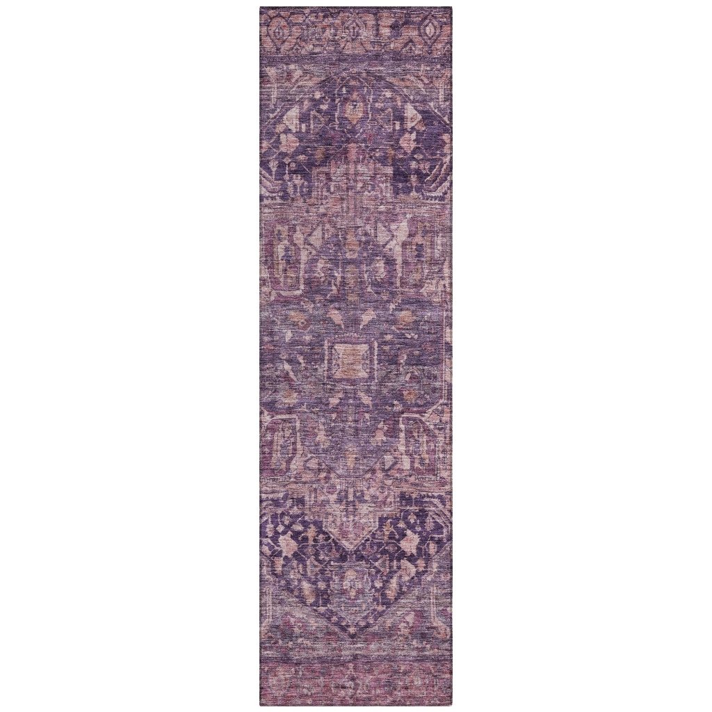 LOOMLAN Rugs Clarina Purple Washable Indoor-Outdoor Rug