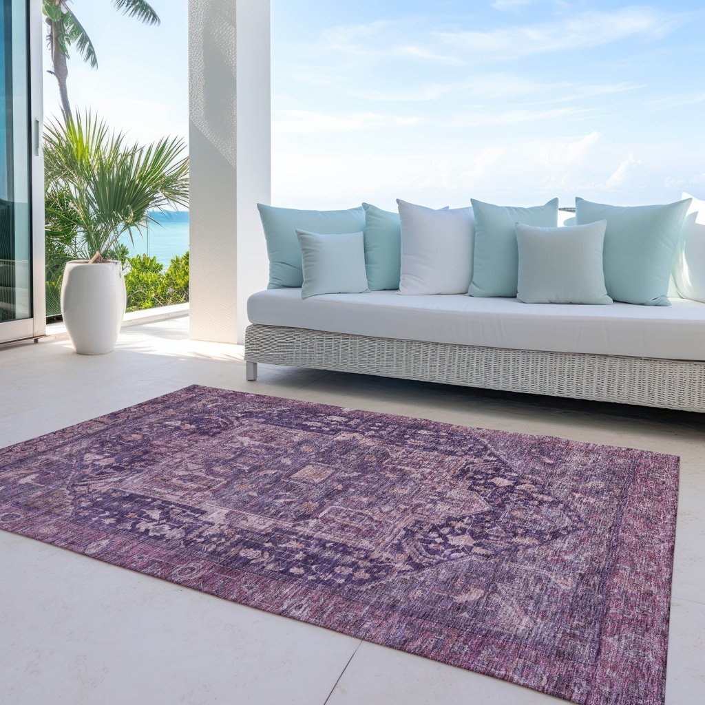 LOOMLAN Rugs Clarina Purple Washable Indoor-Outdoor Rug