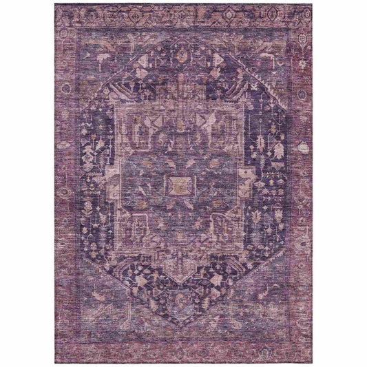 LOOMLAN Rugs Clarina Purple Washable Indoor-Outdoor Rug