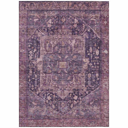 LOOMLAN Rugs Clarina Purple Washable Indoor-Outdoor Rug
