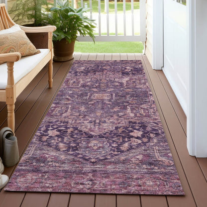 LOOMLAN Rugs Clarina Purple Washable Indoor-Outdoor Rug