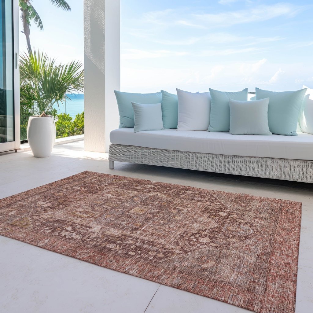 LOOMLAN Rugs Clarina Red Washable Indoor-Outdoor Rug