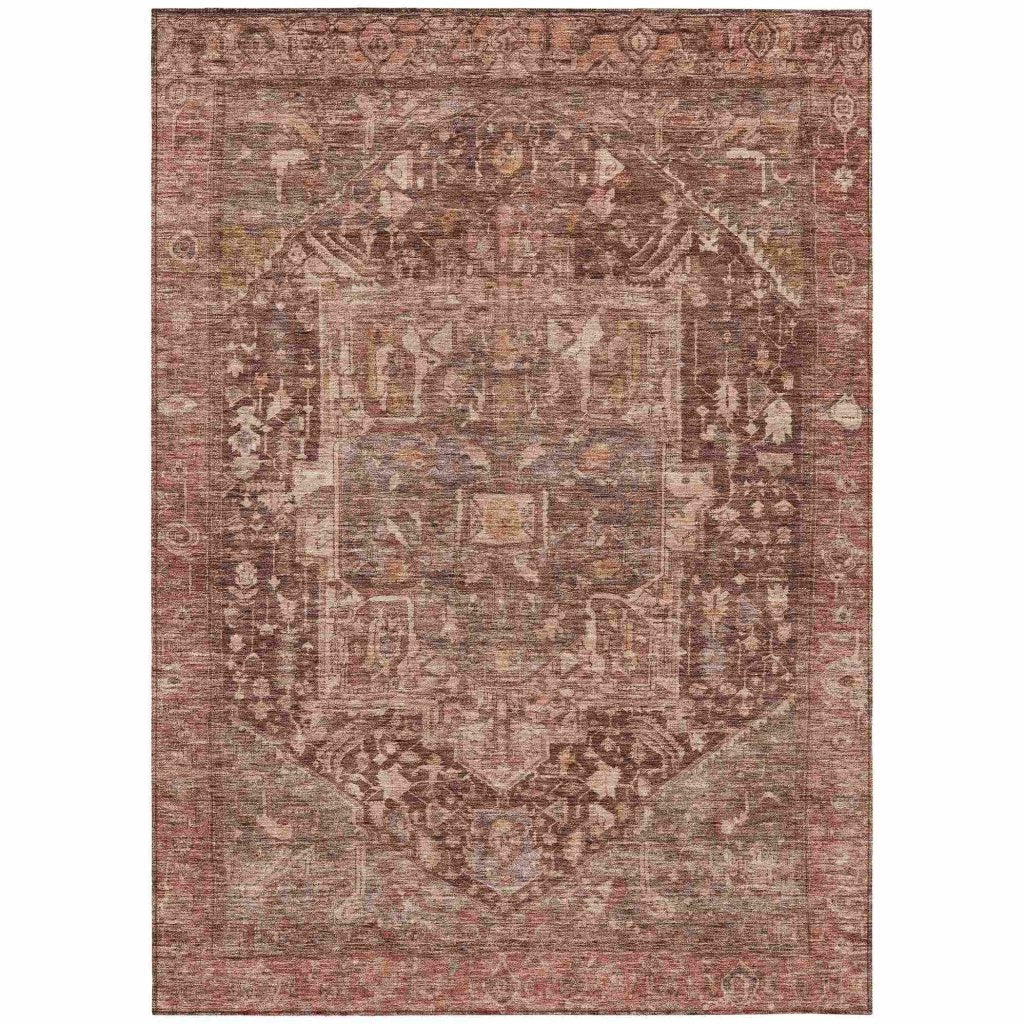 LOOMLAN Rugs Clarina Red Washable Indoor-Outdoor Rug