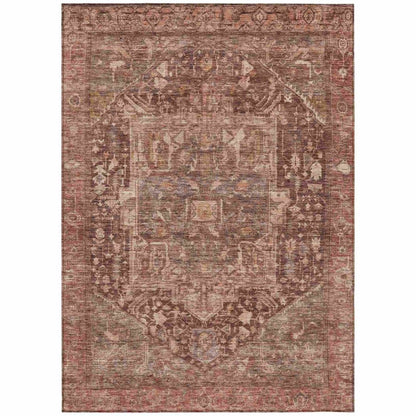 LOOMLAN Rugs Clarina Red Washable Indoor-Outdoor Rug
