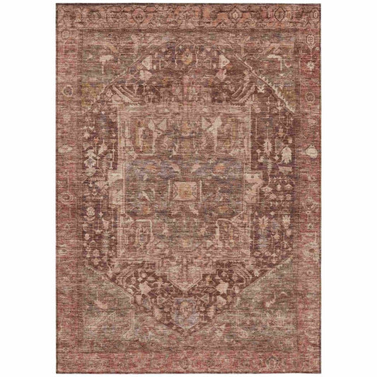 LOOMLAN Rugs Clarina Red Washable Indoor-Outdoor Rug