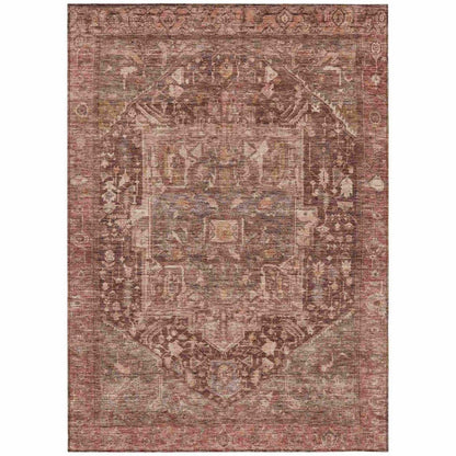 LOOMLAN Rugs Clarina Red Washable Indoor-Outdoor Rug