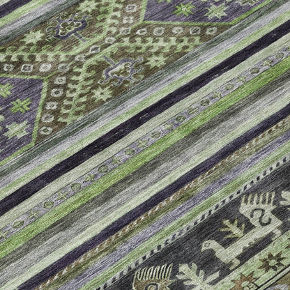 LOOMLAN Rugs Claritha Green Washable Indoor-Outdoor Rug