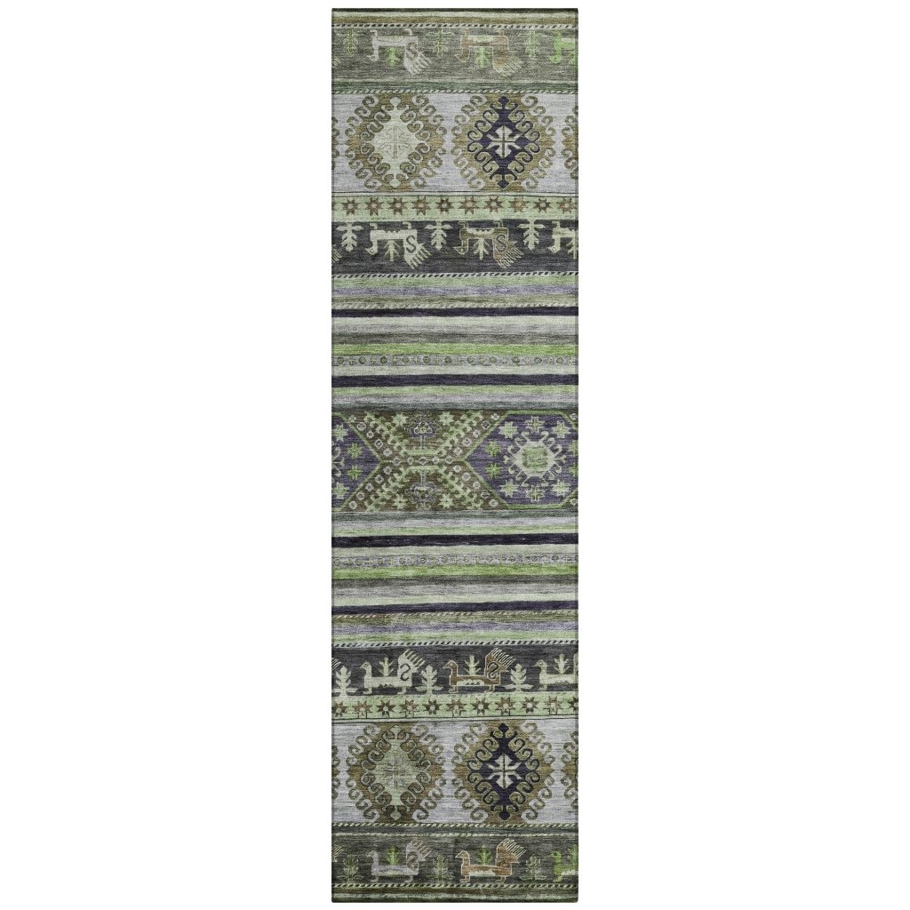 LOOMLAN Rugs Claritha Green Washable Indoor-Outdoor Rug