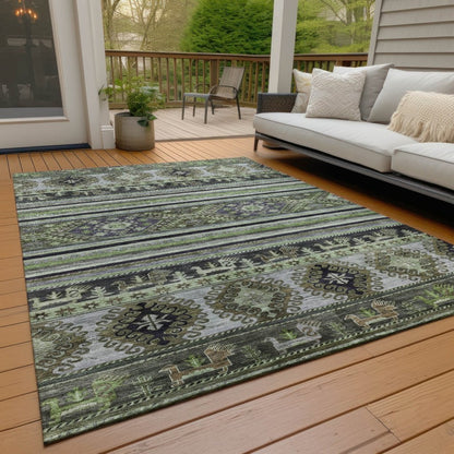 LOOMLAN Rugs Claritha Green Washable Indoor-Outdoor Rug
