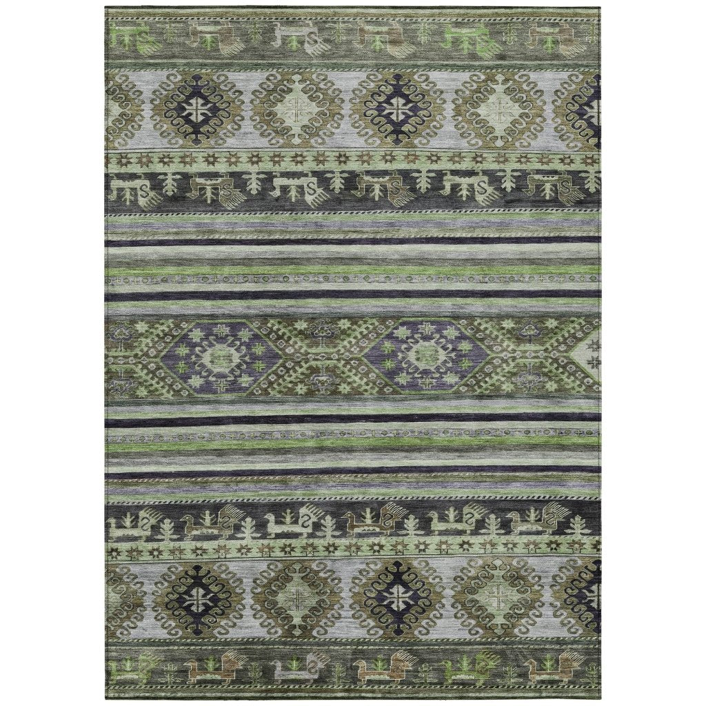 LOOMLAN Rugs Claritha Green Washable Indoor-Outdoor Rug