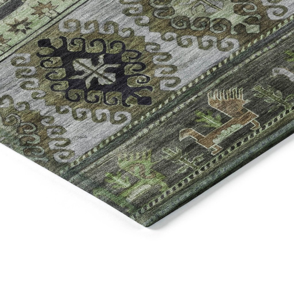LOOMLAN Rugs Claritha Green Washable Indoor-Outdoor Rug