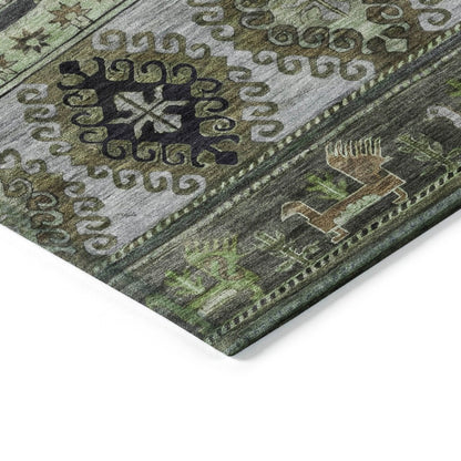 LOOMLAN Rugs Claritha Green Washable Indoor-Outdoor Rug