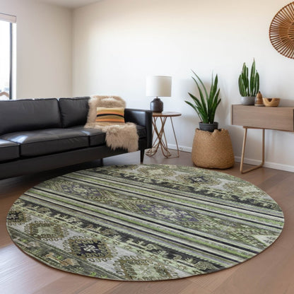 LOOMLAN Rugs Claritha Green Washable Indoor-Outdoor Rug