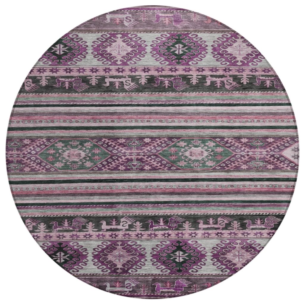 LOOMLAN Rugs Claritha Purple Washable Indoor-Outdoor Rug
