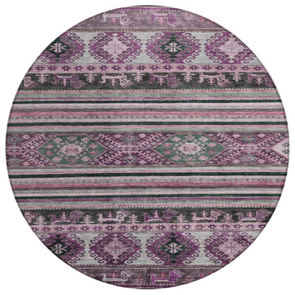 LOOMLAN Rugs Claritha Purple Washable Indoor-Outdoor Rug