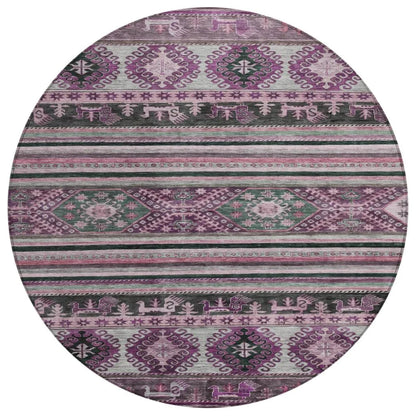 LOOMLAN Rugs Claritha Purple Washable Indoor-Outdoor Rug