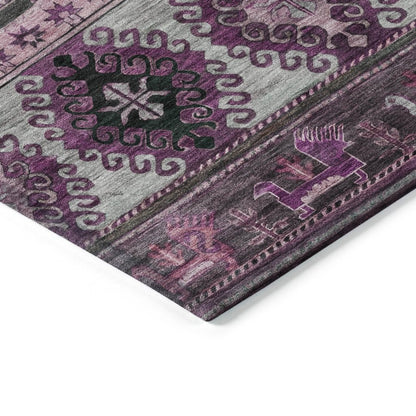 LOOMLAN Rugs Claritha Purple Washable Indoor-Outdoor Rug