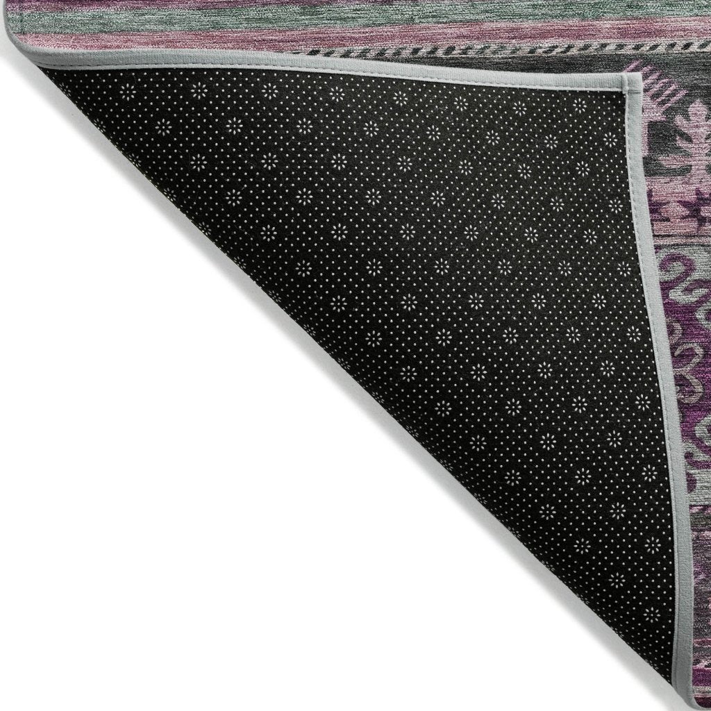 LOOMLAN Rugs Claritha Purple Washable Indoor-Outdoor Rug