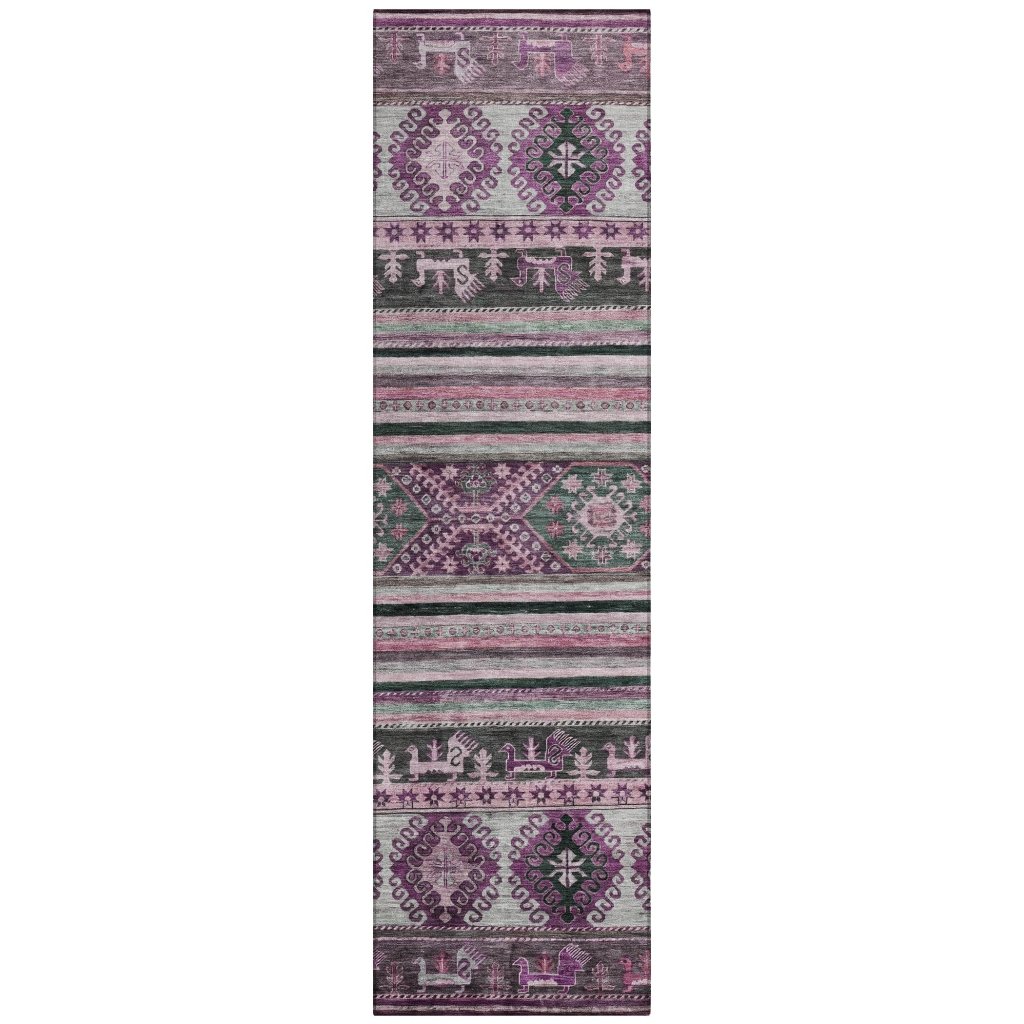 LOOMLAN Rugs Claritha Purple Washable Indoor-Outdoor Rug