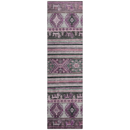 LOOMLAN Rugs Claritha Purple Washable Indoor-Outdoor Rug