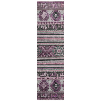 LOOMLAN Rugs Claritha Purple Washable Indoor-Outdoor Rug