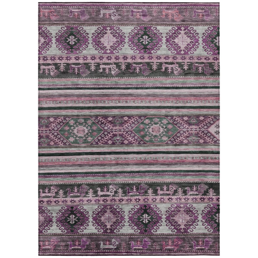 LOOMLAN Rugs Claritha Purple Washable Indoor-Outdoor Rug