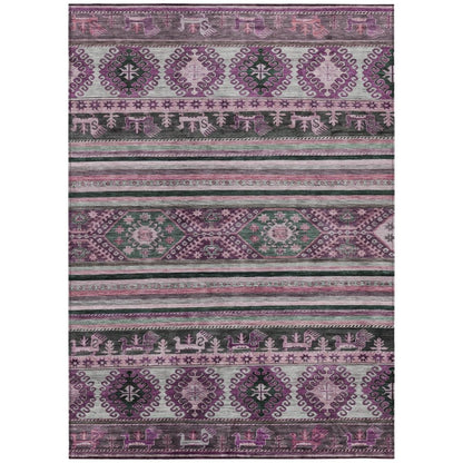 LOOMLAN Rugs Claritha Purple Washable Indoor-Outdoor Rug