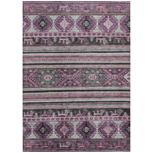 LOOMLAN Rugs Claritha Purple Washable Indoor-Outdoor Rug