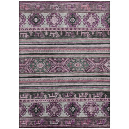 LOOMLAN Rugs Claritha Purple Washable Indoor-Outdoor Rug