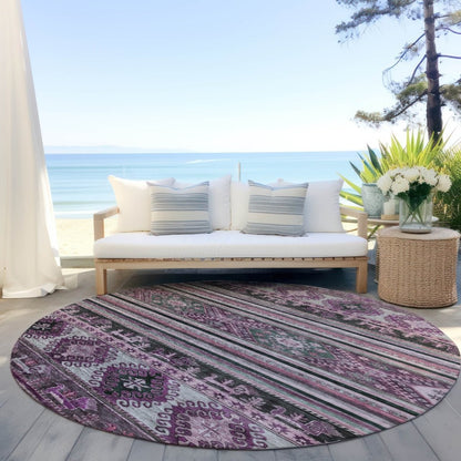 LOOMLAN Rugs Claritha Purple Washable Indoor-Outdoor Rug
