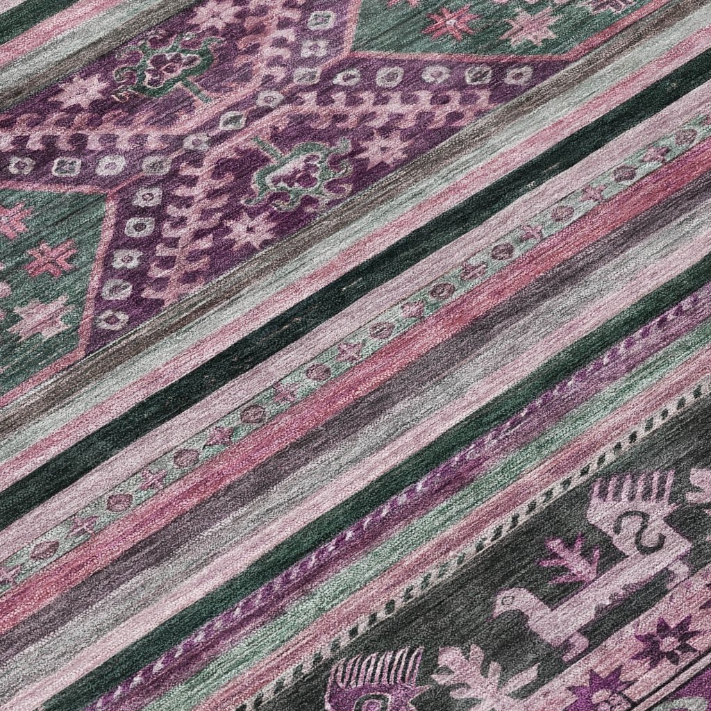 LOOMLAN Rugs Claritha Purple Washable Indoor-Outdoor Rug