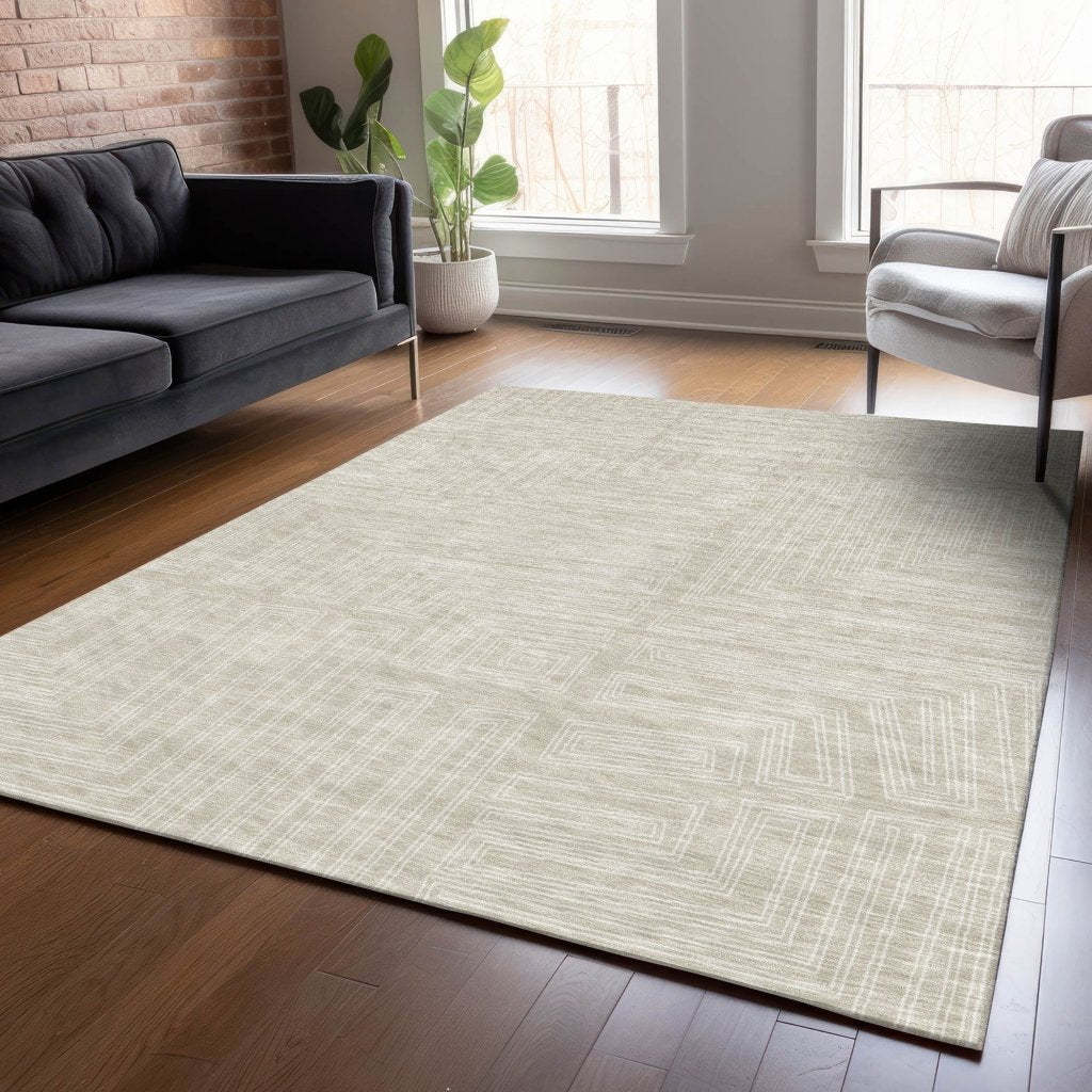 LOOMLAN Rugs Clayra Beige Washable Indoor-Outdoor Rug